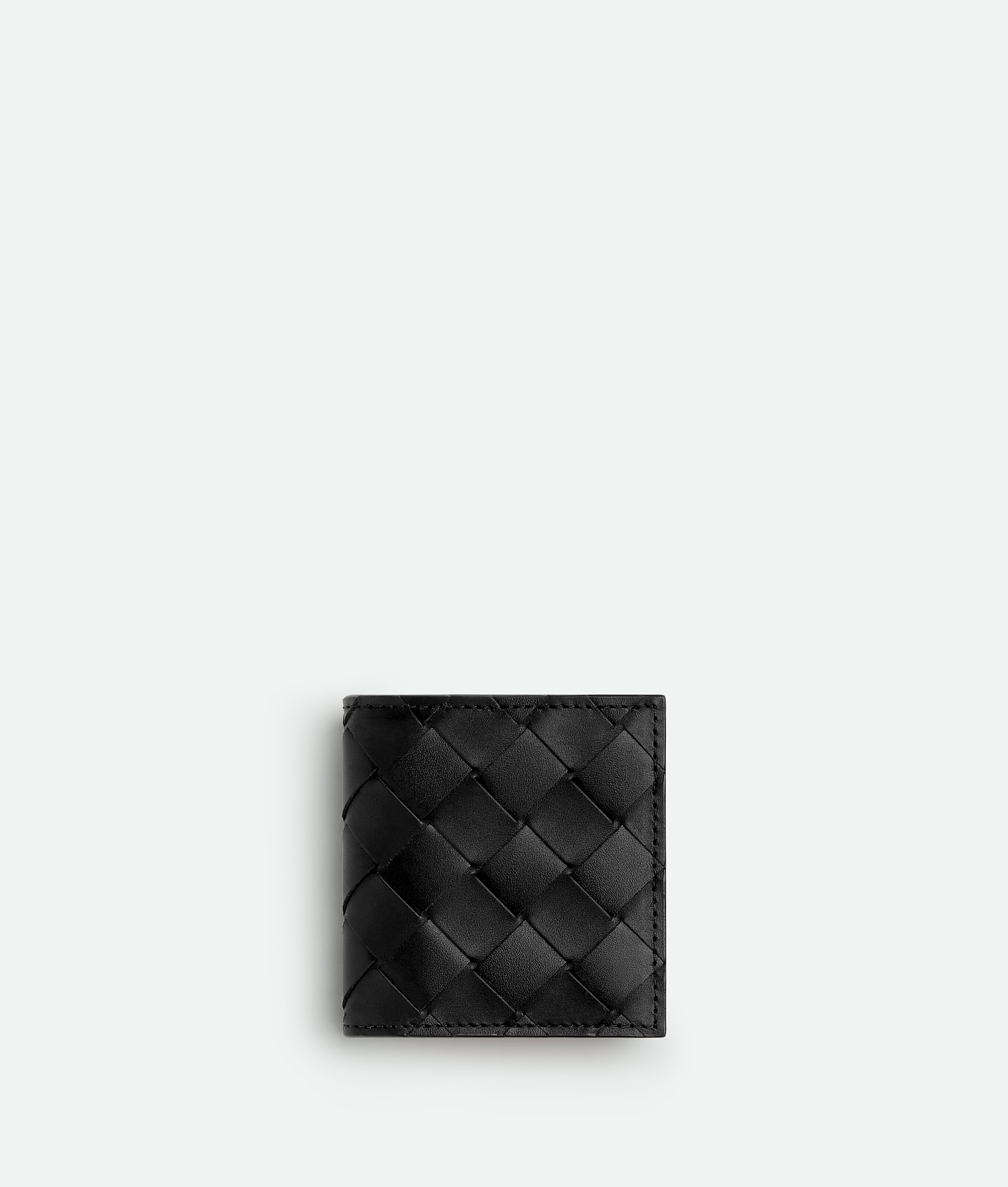 Bottega Veneta Intrecciato Folded Coin Purse In Black