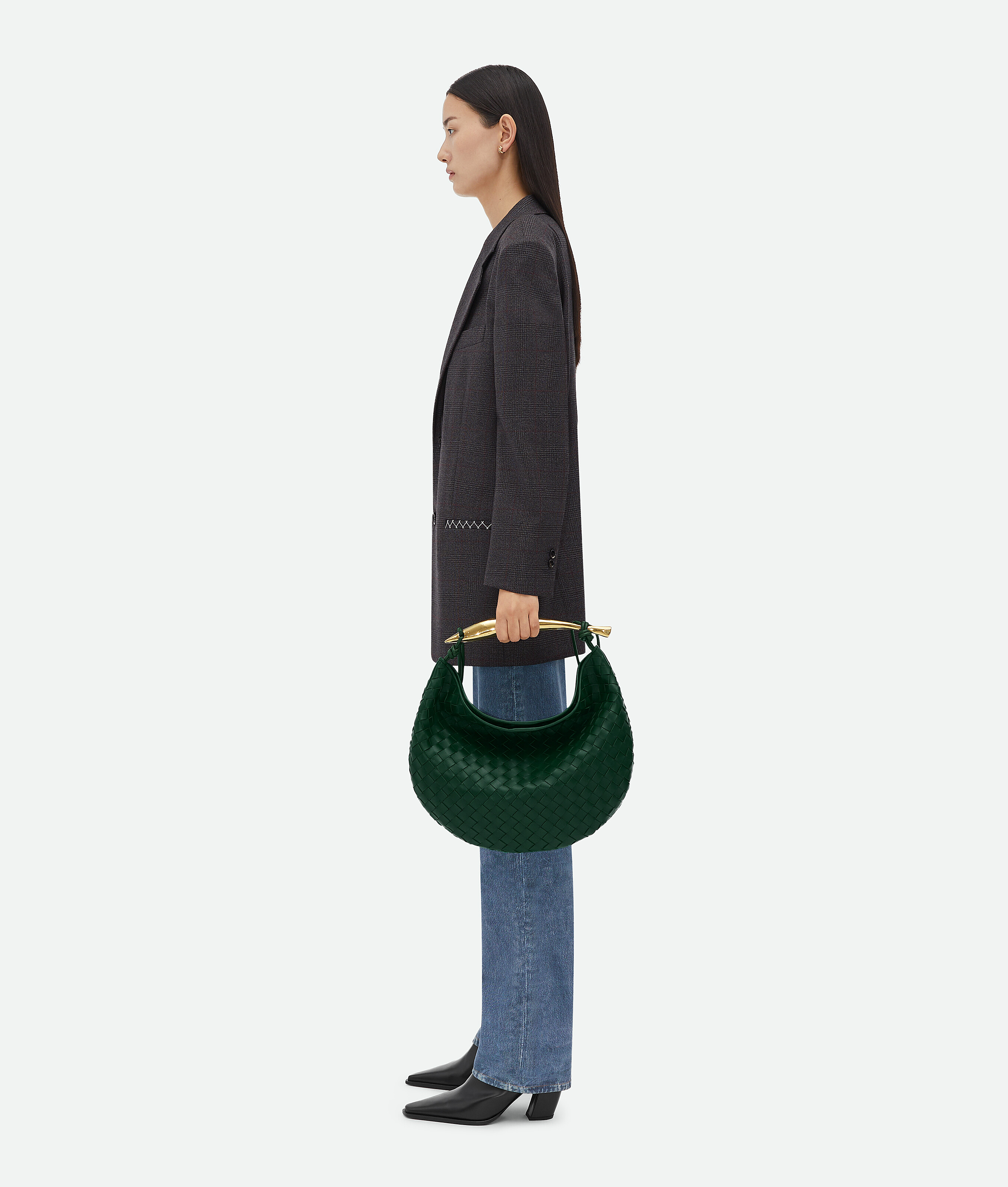 Bottega Veneta Sardine Medium Intrecciato Leather Top-handle Bag In Green
