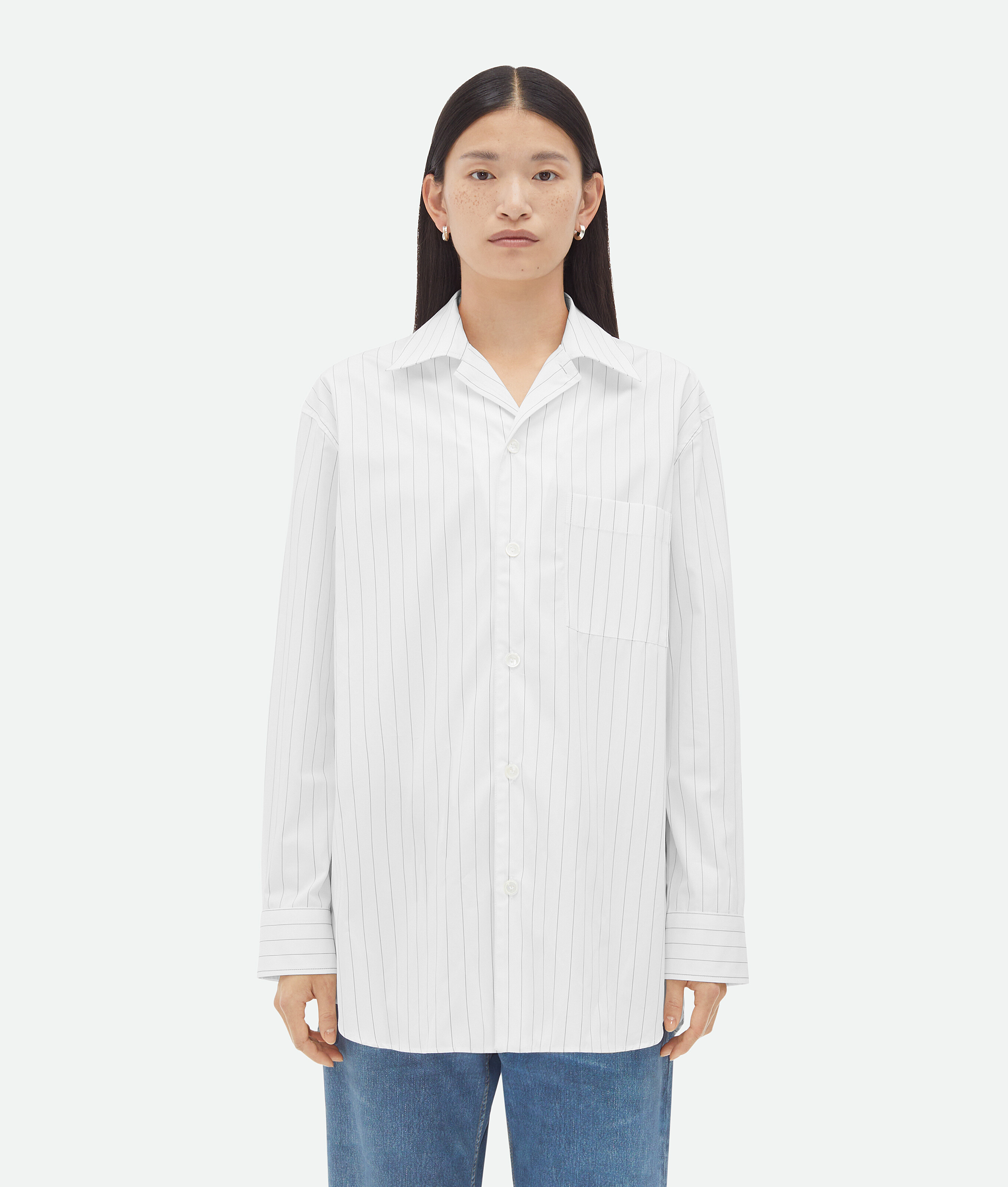 Bottega Veneta Cotton Pinstripe Shirt In White