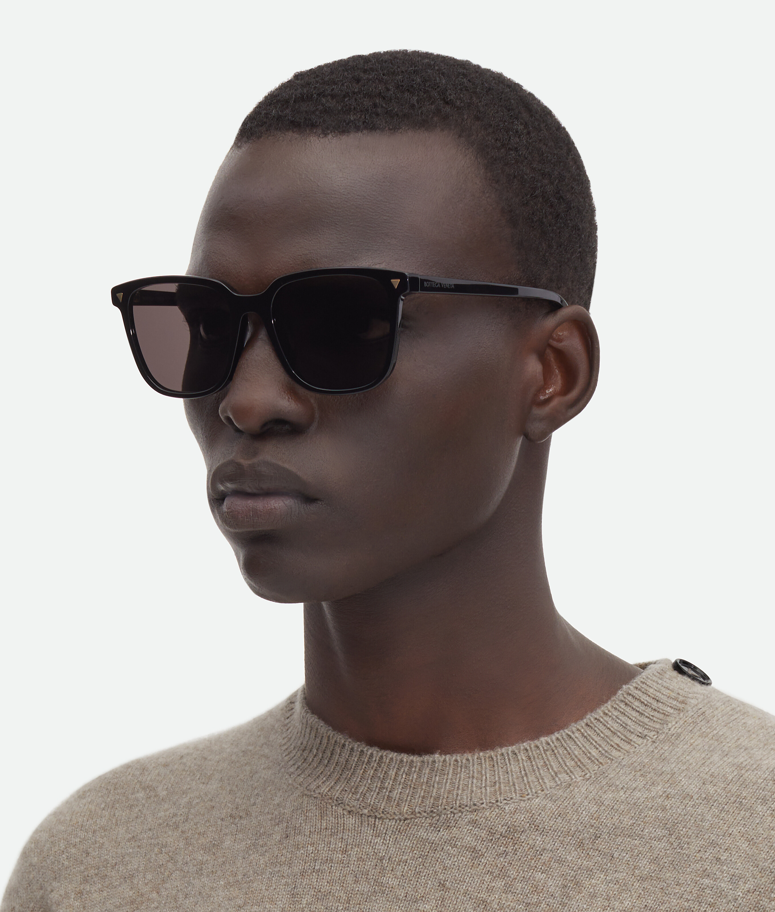 Bottega Veneta Square Sunglasses In Black / Grey