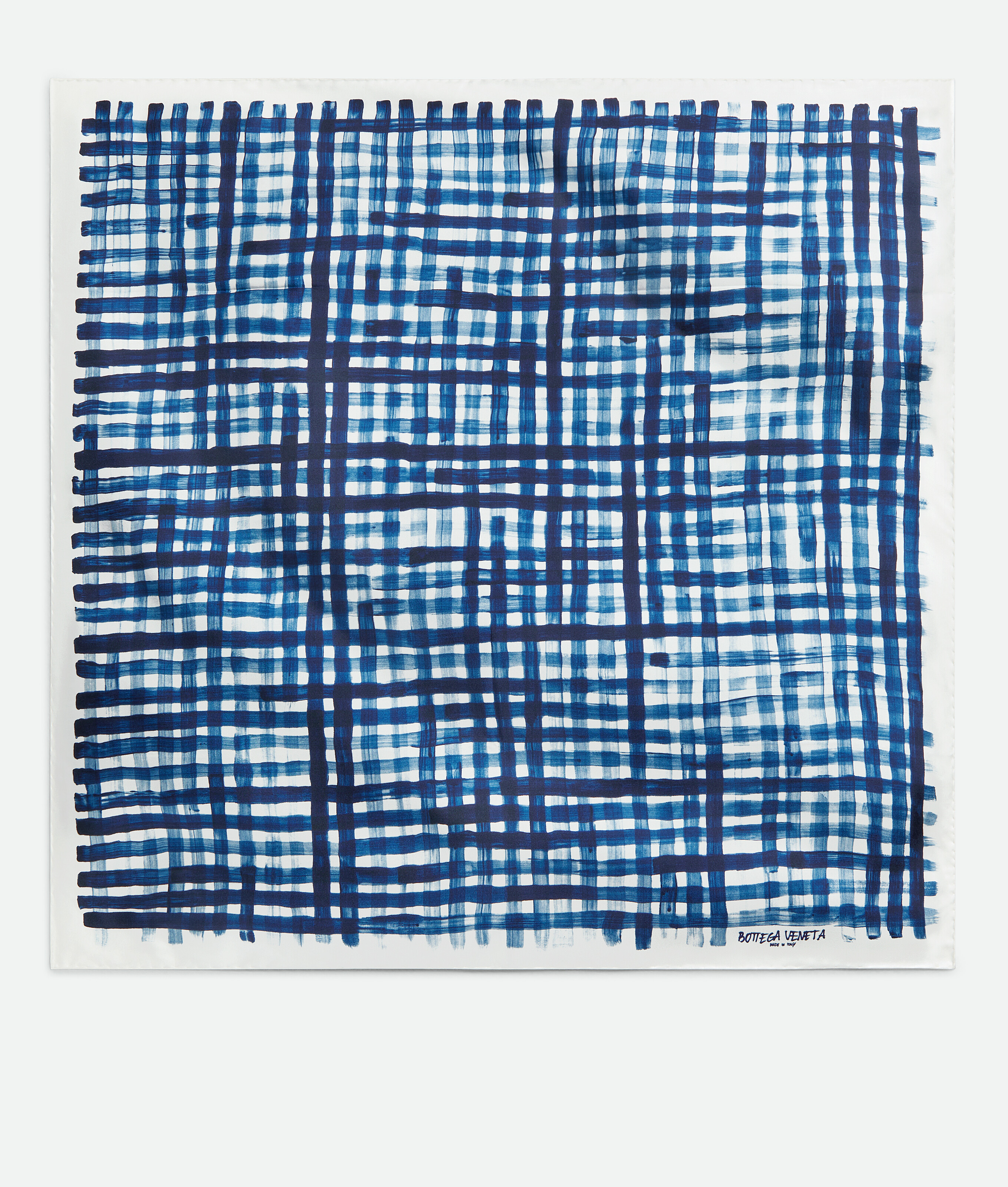 Bottega Veneta Printed Silk Check Foulard - Blue/white - WomanSilk