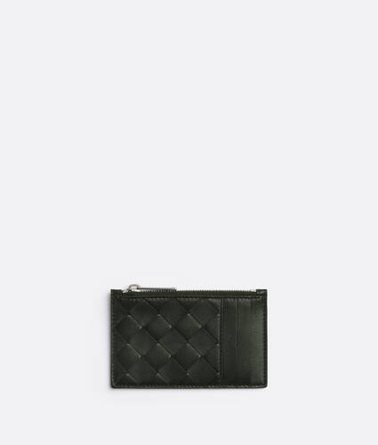 Intrecciato Zipped Card Holder in Brown - Bottega Veneta