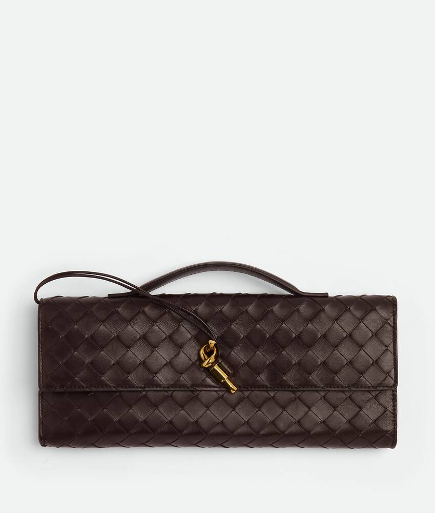 Bottega Veneta® Women's Long Clutch Andiamo With Handle in Fondant