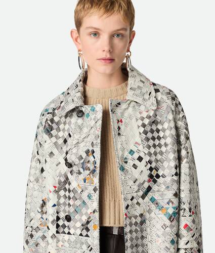 Printed Intrecciato Leather Coat