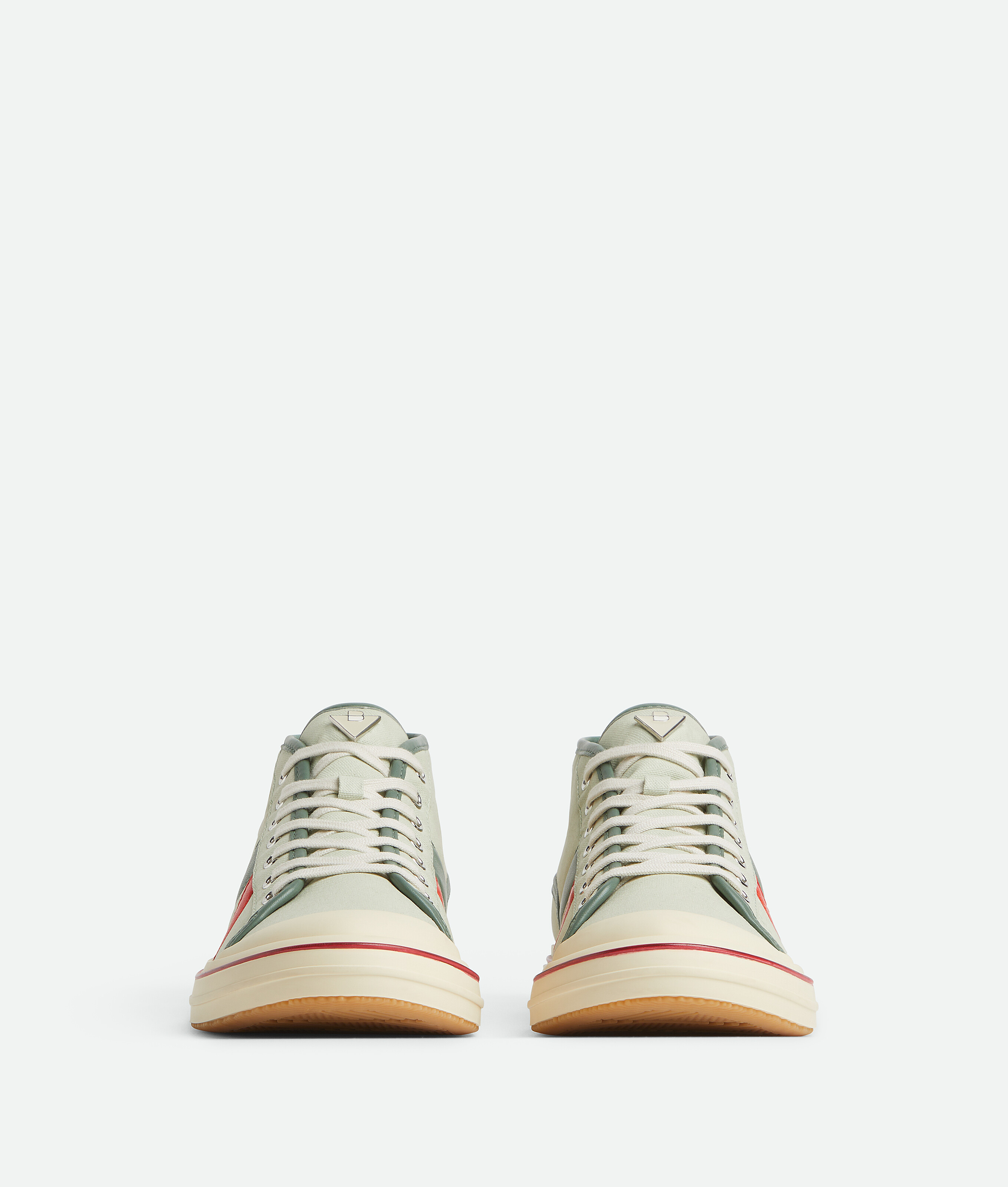 Bottega Veneta Canvas Leather-trim Eliot Sneakers In White Jade/aloe