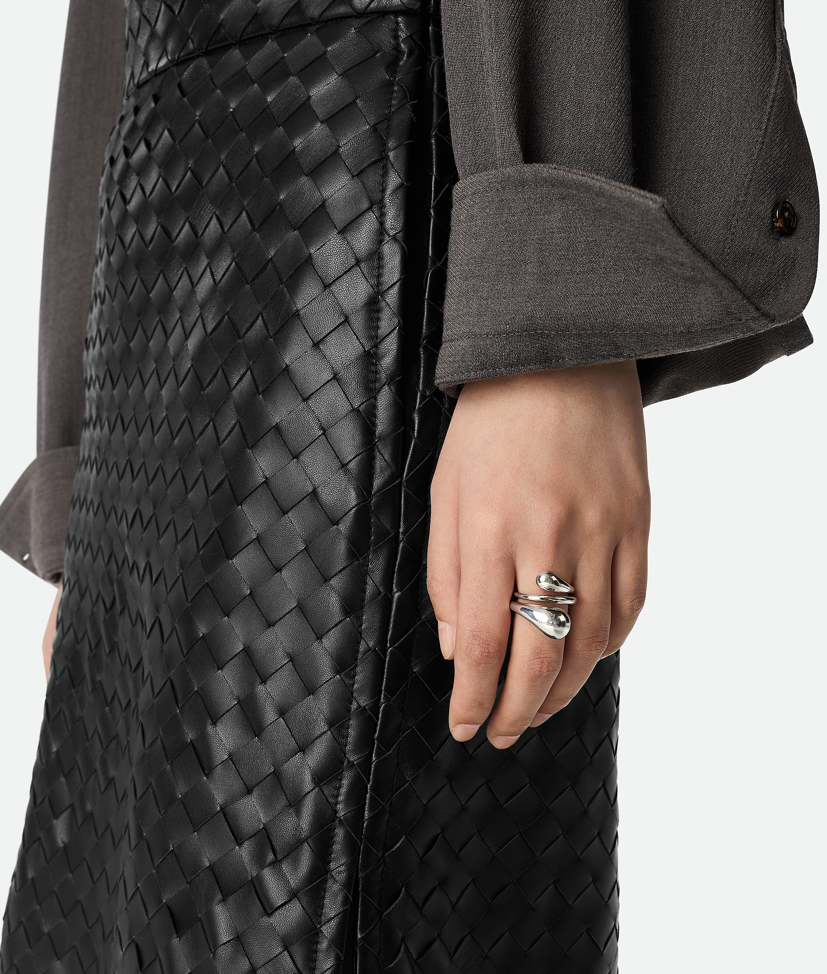Bottega Veneta Drop Ring In Silver