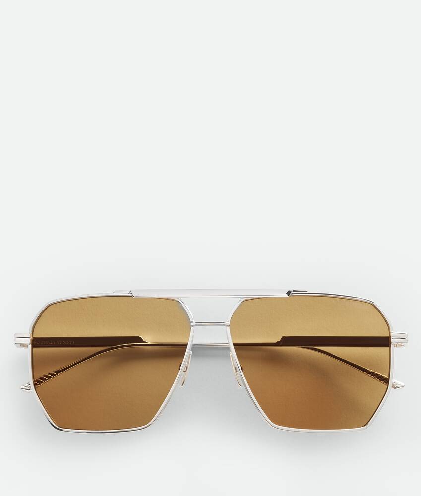 Classic Aviator Sunglasses in SILVER BROWN Bottega Veneta® GB