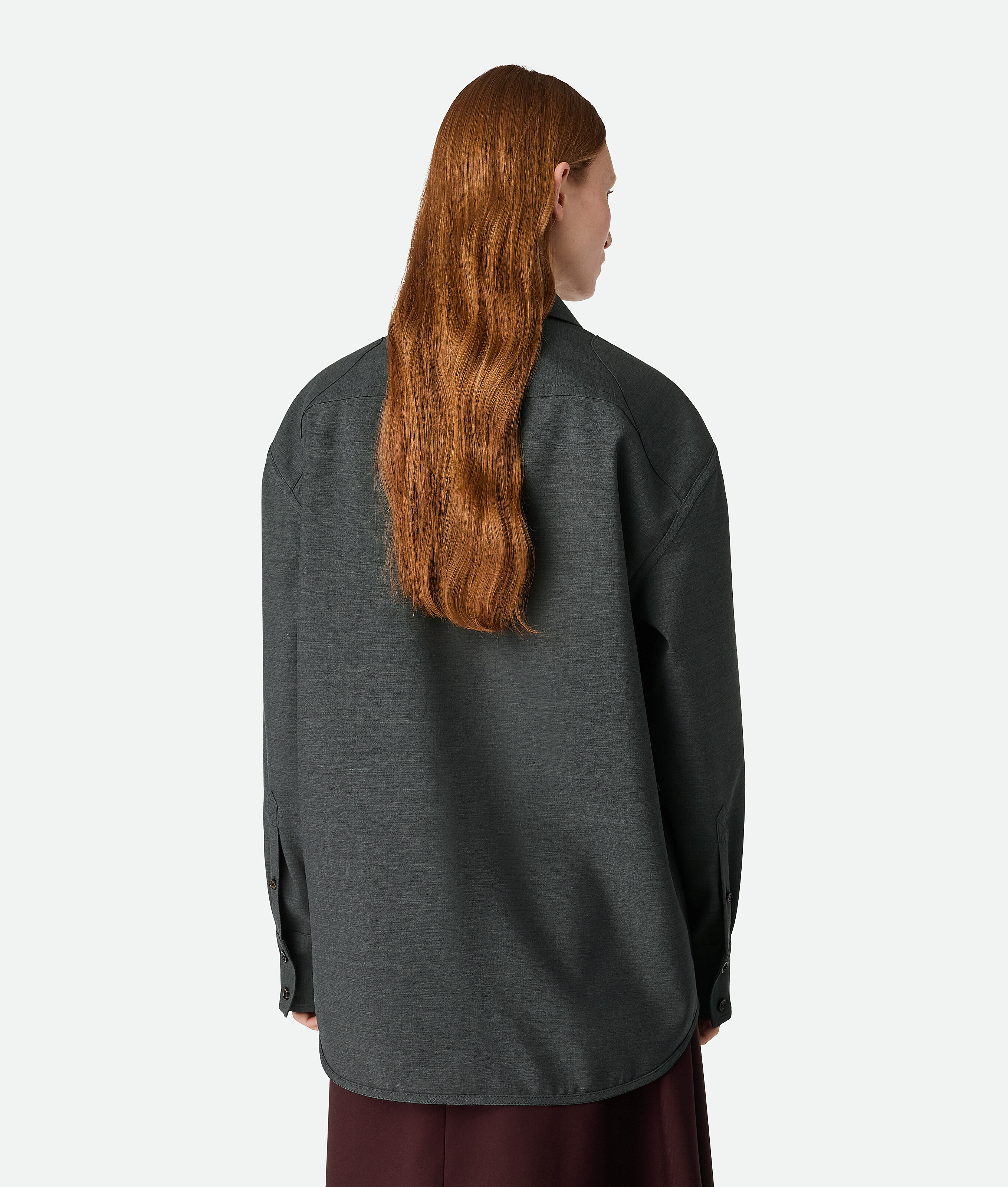 Bottega Veneta Hemd Aus Leichter Wolle In Dark Grey Melange