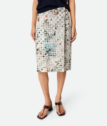 Printed Intrecciato Leather Skirt 