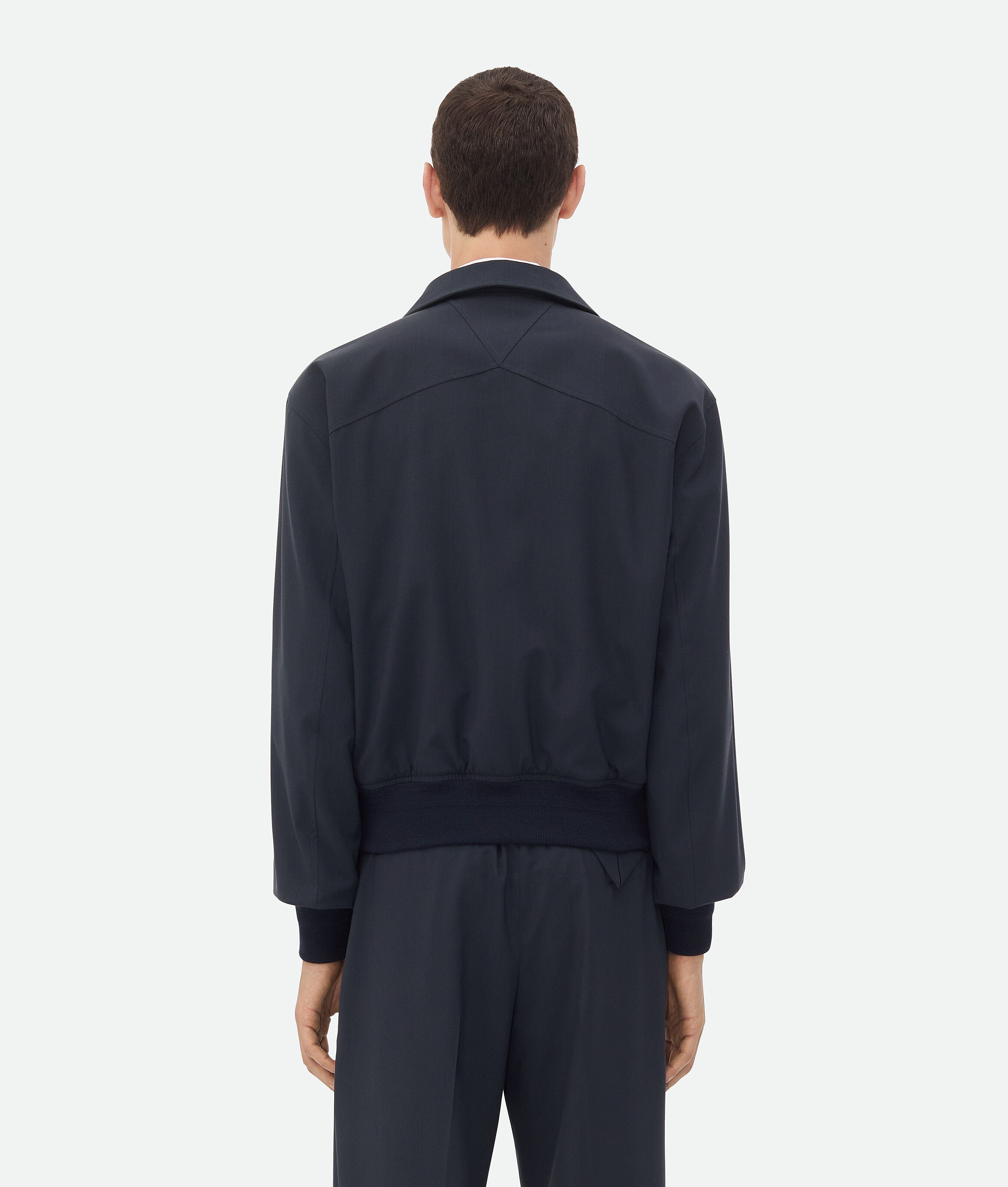 Bottega Veneta Long-sleeved Wool Casual Jacket In Midnight Blue
