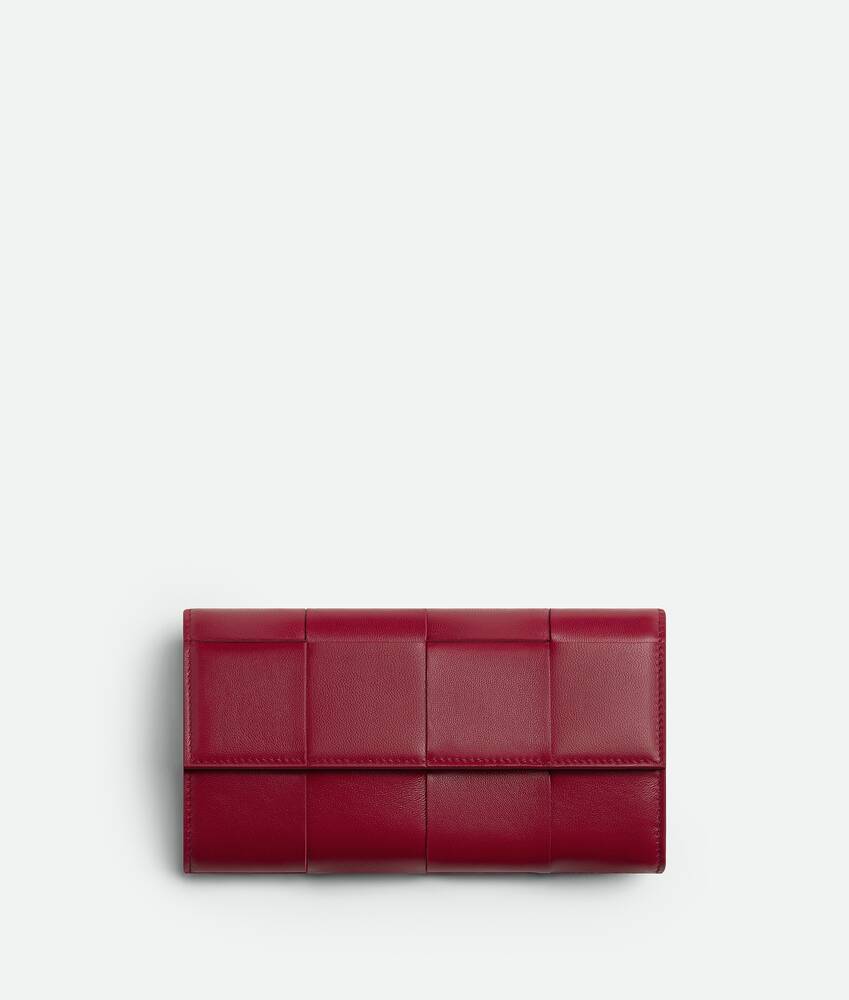 Bottega Veneta Women s Cassette Large Flap Wallet in Dark red Bliss washed. Shop online now